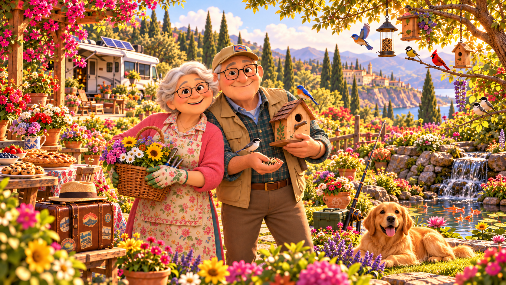 Grandma and Grandpa yard scene