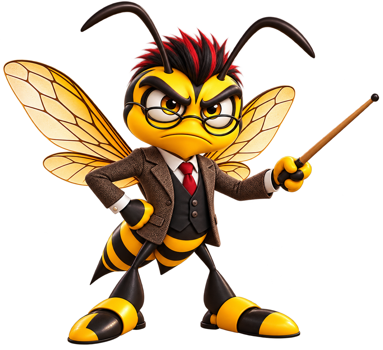 Talk A Bee mascot pointing to logo